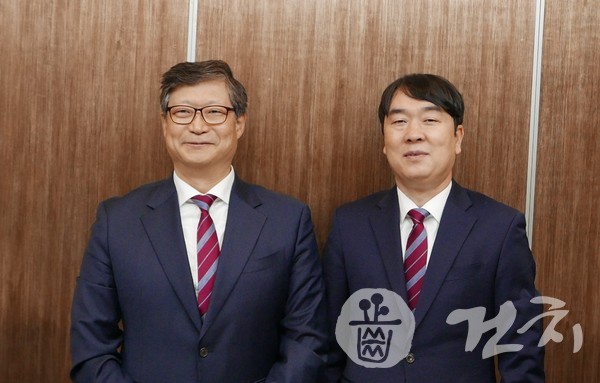 전성원(왼쪽)‧김영훈 후보는 오늘(31일) 반박 기자회견을 통해 양성현‧김영준 후보가 제기한 의혹을 전면 부인했다.